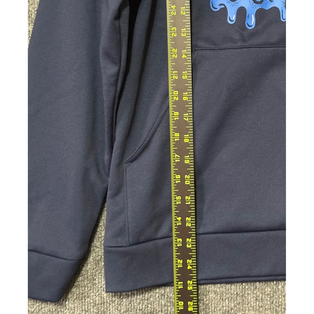 Kids Adidas Navy Blue Dri-FIT Hoodie Boys Girls L 14-16 Graphic Print - Picture 4 of 5
